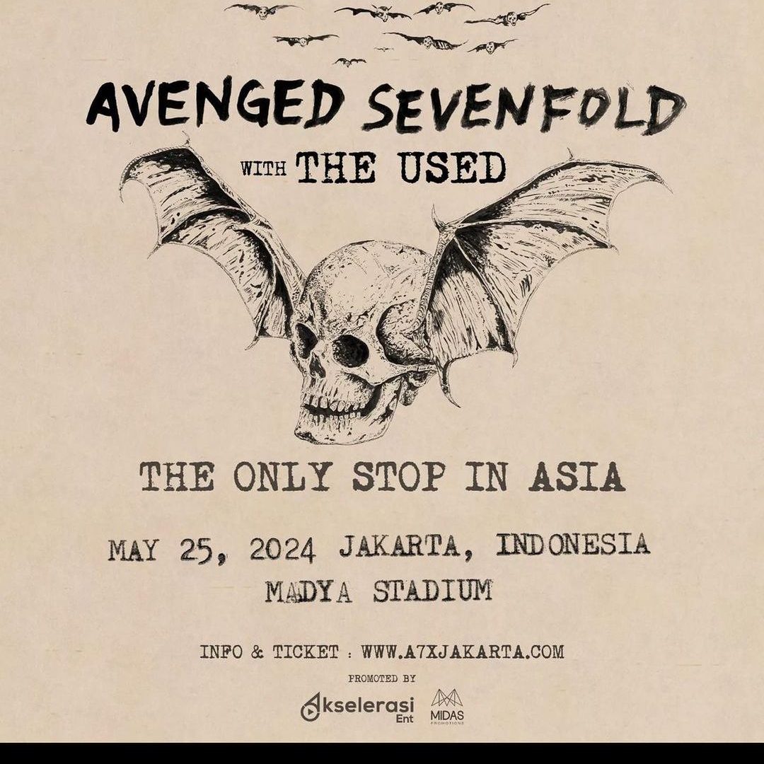 Resmi, Avenged Sevenfold akan Gelar Konser di Jakarta 25 Mei 2024, Satu-satunya di Asia