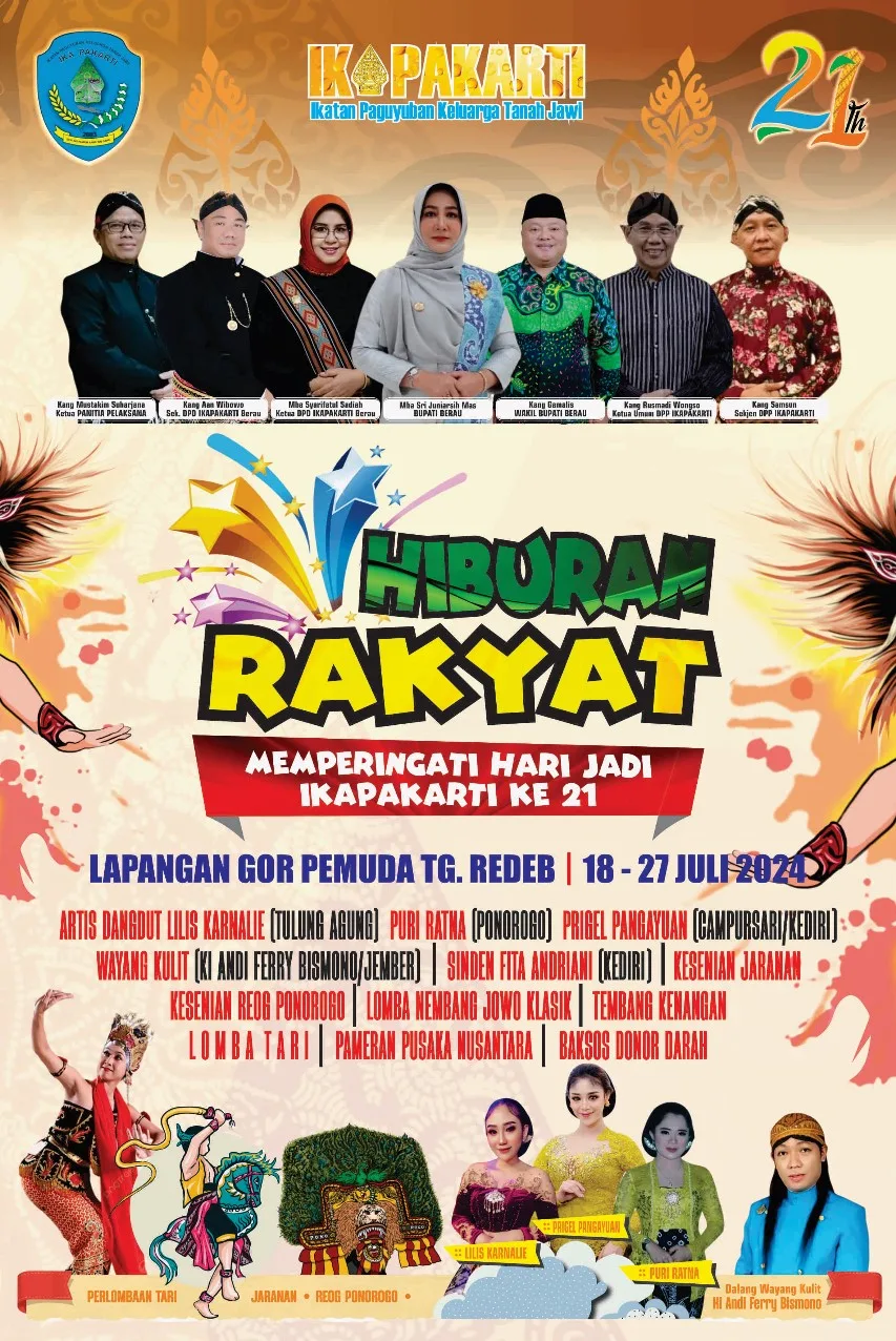 Ayo Warga BERAU Dapat Hadir Di HUT Ikapakarti -21 Dilapangan Pemuda, Tahun Ini Ikapakarti Mengatakan Hiburan Rakyat, Kuliner Dan Kesenian Budaya