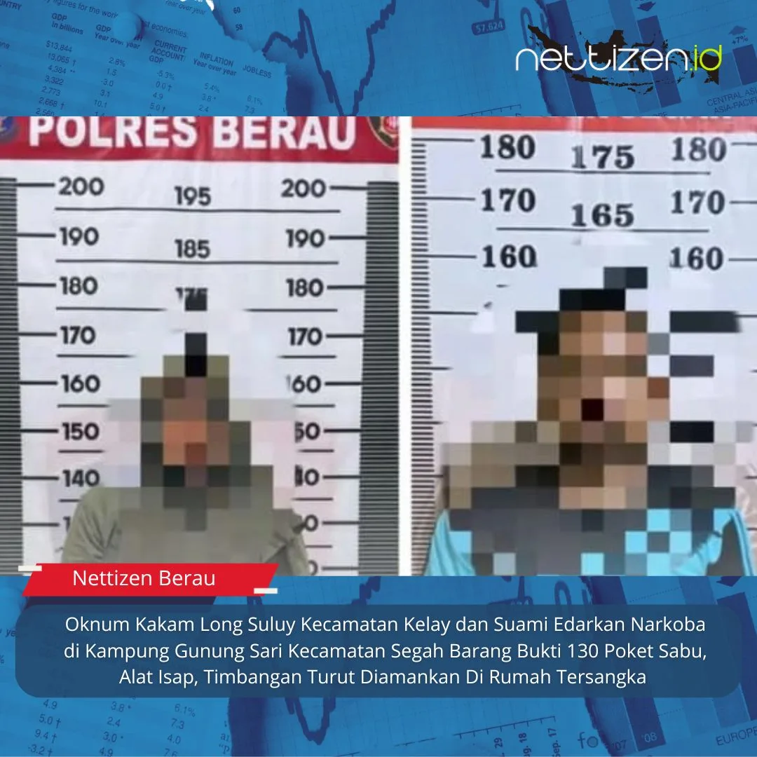 Oknum Kakam Long Suluy Kecamatan Kelay dan Suami Edarkan Narkoba di Kampung Gunung Sari Kecamatan Segah Barang Bukti 130 Poket Sabu, Alat Isap, Timbangan Turut Diamankan Di Rumah Tersangka