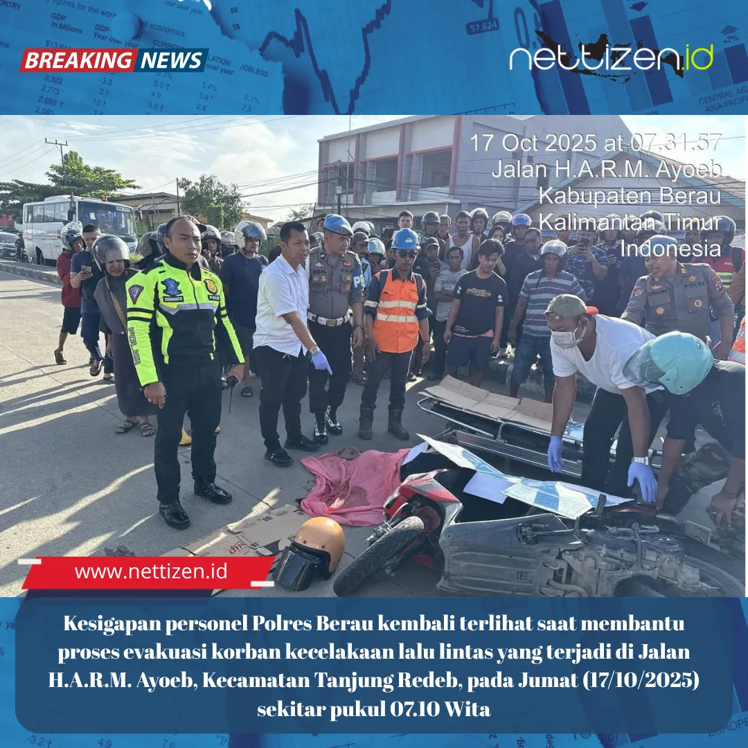 Polres Berau Bantu Evakuasi Korban Laka Lantas di Jalan H.A.R.M. Ayoeb